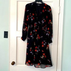 Express, size x-small knee length poppy printed dress